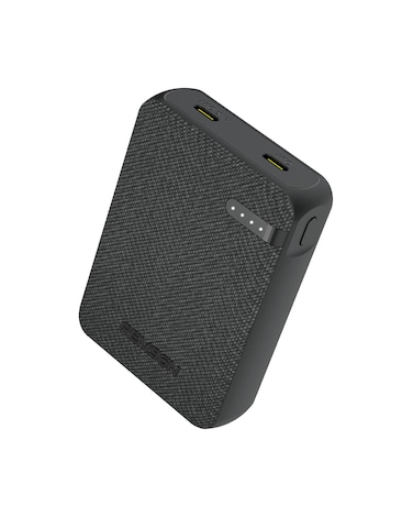 Remson Revo Charge 10000mAh Mini Power Bank 20W Power Delivery Dual USB-C Output with Leather Exterior Design Compatible for iPhone Tablet Samsung (Black)