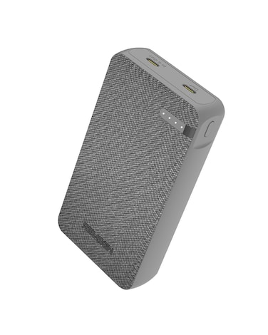 Remson Revo Charge 20000mAh Portable Power Bank 20W Power Delivery Dual USB-C Output with Leather Exterior Design Compatible for iPhone Tablet Samsung (Gray)