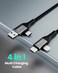 Moxedo 4 in 1 Charging Cable PD 3.0 60W 100 cm Nylon Braided Cable Multi-Functional Fast Charging Cable Compatible with All Type-C Android SmartPhone and Lightning Device