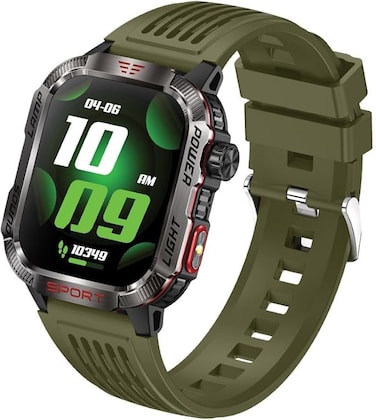 Moxedo Warrior Bluetooth Smart Watch, 2" IPS HD Display, Military-Grade Fitness Watch, Direct Calling, 600mAh Long Battery, Android and IOS, IP68 waterproof with LED Flash - Green