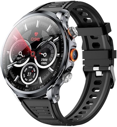 Moxedo Nitro+ Android Smartwatch with 4G SIM Card Slot, 1.85&rdquo; IPS Round Display, GPS Navigation, Video Calling, Fitness Tracker, 3GB+32GB, 1100mAh Long Battery, 2025 Update - Black