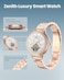 Moxedo Zenith Smartwatch for Women 1.1" HD Round Display, Steel Strap, Diamonds bezel - Bluetooth Calling, Notification, Fitness Monitor, IP67 Waterproof, For Android/iOS - Gold