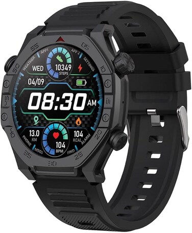 Moxedo Revoltt SmartWatch for Men For Android/iOS - 1.43&rdquo; HD Round Dial - Bluetooth, 300mAh 6Day Battery, 5Hr Talk Time, Metallic Case, Silicon Strap, Fitness Tracking - BLACK