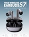 Moxedo True Wireless Earbuds S7 Active Noise Cancellation Bluetooth 5.4 300 mAh Charging Case 5.5 Hrs Playing Time with Built-in 4 Powerful Microphones (Gray)