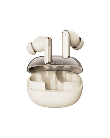 Moxedo True Wireless Earbuds S7 Active Noise Cancellation Bluetooth 5.4 300 mAh Charging Case 5.5 Hrs Playing Time with Built-in 4 Powerful Microphones (Gold)