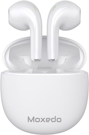 Moxedo True Wireless Earbuds S6 Bluetooth 5.3 7 Hours Playing Time 300 mAh Charging Case (White)