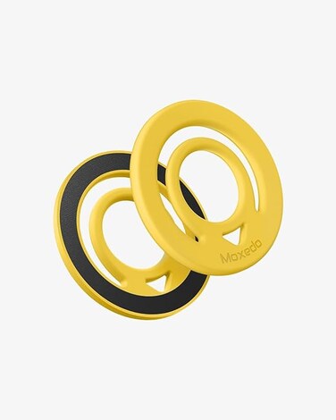 Moxedo Jello-Mag Dual Sided Magnetic Ring Holder, Silicone Magsafe Compatible, Metal Ring Plate for Androids, Smartphones (Yellow)