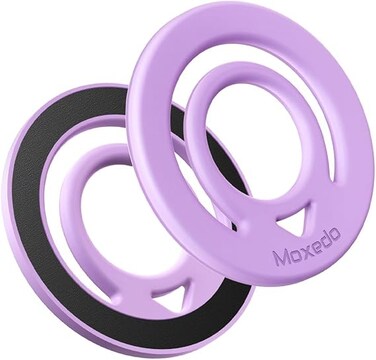 Moxedo Jello-Mag Dual Sided Magnetic Ring Holder, Silicone Magsafe Compatible, Metal Ring Plate for Androids, Smartphones (Pink)