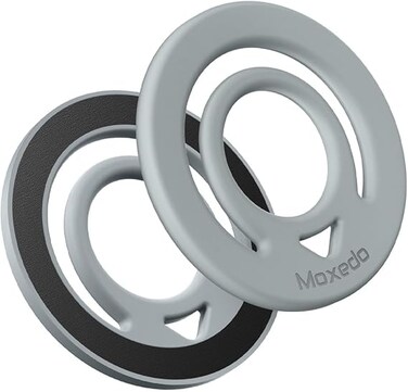 Moxedo Jello-Mag Dual Sided Magnetic Ring Holder, Silicone Magsafe Compatible, Metal Ring Plate for Androids, Smartphones (Titanium Gray)
