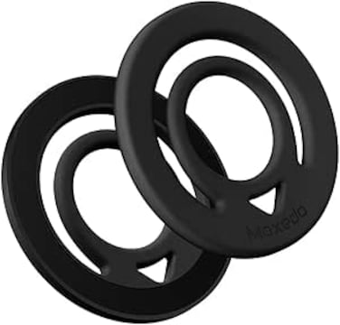 Moxedo Jello-Mag Dual Sided Magnetic Ring Holder, Silicone Magsafe Compatible, Metal Ring Plate for Androids, Smartphones (Black)