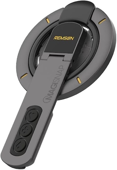 Remson MagiSnap Double-Sided Magnetic Decompression Ring Holder and Stand Kickstand Phone Grip Compatible for iPhone 16 15 14 13 12 Series - Black Titanium