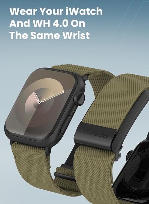 Moxedo Hybrid Fit-Weave Nylon Braided Band Adjustable Replacement Strap Compatible for iWatch and Whoop 4.0 Wearable Health and Fitness Tracker -Green