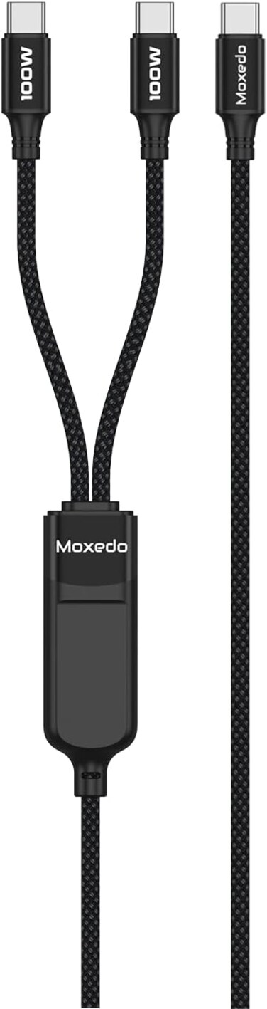 Moxedo 2 in 1 Charging Cable 100W PD Fast Charging PD 3.0 USB-C to C + C 1.5 Meters Braded Nylon Cable Compatible for iPhone, Samsung, MacBook Air/Pro, Lenovo, iPad and More