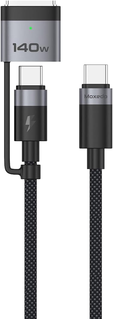 Moxedo 2 in 1 Charging Cable 240W PD 3.0 Interchangeable USB-C/USB-C to Magnetic 3 1.5 Meters Braded Nylon Cable Compatible for MacBook Air and MacBook Pro, Pro (14-16-inch, M2, 2023)