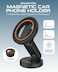 Moxedo Snap-On Magnetic Car Phone Holder Dashboard Mount for iPhone 16/15/14/13/12, Android with Extra Metal Ring MagSafe Compatible, 360&deg; Rotating Base, Foldable Design with N52 Magnets