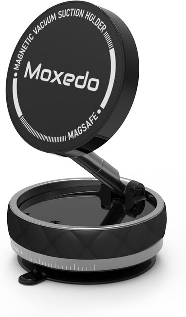 Moxedo Magnetic Vacuum Suction Phone Holder Universal Mount for iPhone, Android, Car, Desk, Wall Mount MagSafe Compatible, 360&deg; Rotating Base, Foldable Design N52 Magnets with Ring Plate