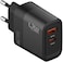 Moxedo 30W GaN Charger USB-C/USB-A Ports PD 3.0 Wall Adapter Fast Charging Type C Plug For iOS and Android Compatible with USB-C to Lightning Cable &amp; USB-C to USB-C Cable