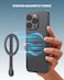 Moxedo Snap-On Magnetic Phone Grip Soft Silicone Grip Adjustable Strap with Double Sided Magnetic Design Compatible for iPhone 16 15 Pro Max Plus 14 13 12 and All Phones (Titanium Gray)