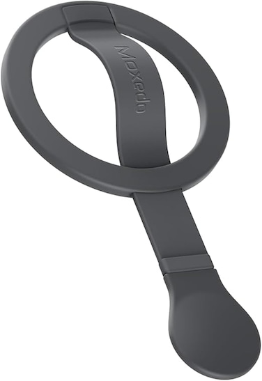 Moxedo Snap-On Magnetic Phone Grip Soft Silicone Grip Adjustable Strap with Double Sided Magnetic Design Compatible for iPhone 16 15 Pro Max Plus 14 13 12 and All Phones (Titanium Gray)