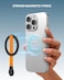 Moxedo Snap-On Magnetic Phone Grip Soft Silicone Grip Adjustable Strap with Double Sided Magnetic Design Compatible for iPhone 16 15 Pro Max Plus 14 13 12 and All Phones - Black/Orange