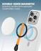 Moxedo Snap-On Magnetic Phone Grip Soft Silicone Grip Adjustable Strap with Double Sided Magnetic Design Compatible for iPhone 16 15 Pro Max Plus 14 13 12 and All Phones - Black/Orange