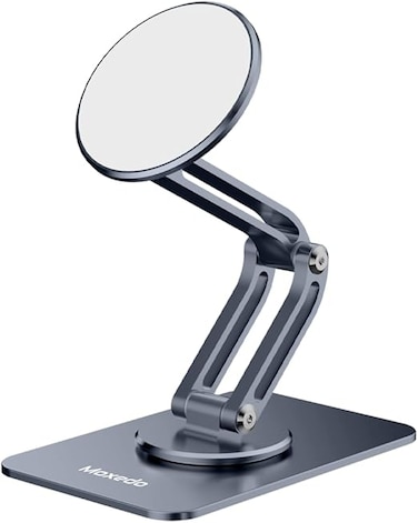 Moxedo Holdex Mobile Phone Stand 360° Rotatable Magnetic Phone Holder Aluminium Alloy for Desk Compatible for iPhone 16 15 14 13 12 Series Fit for Al 5.8” to 7.1” Devices