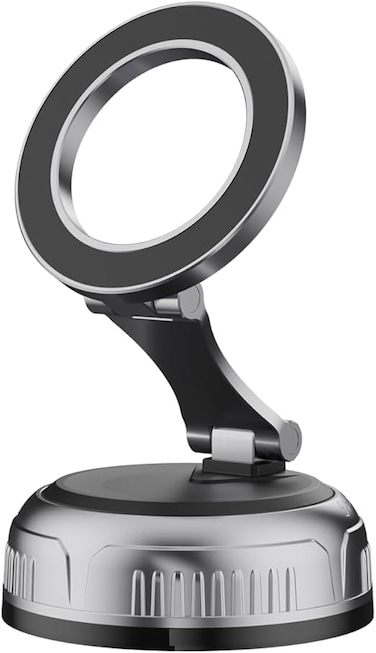 Moxedo Snap-N-Magnet Car Phone Holder Foldable Rounded Magnets for Dashboard with Vacuum Suction Cup 360&deg; Base Rotation with Metal Plate Compatible for All Smartphone