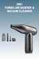 Moxedo 2 in 1 Turbo Air Duster and Vacuum Cleaner with 8000PA Suction Power 130000RPM 4 Level Gear Speed Portable Cordless Compressed Blower Cleaning Tool for Electronics Cars and More