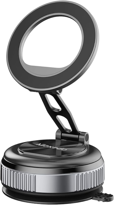 Moxedo Magnex Car Phone Holder Foldable Rounded Magnets for Dashboard with Vacuum Suction Cup 360&deg; Base Rotation with Metal Plate Compatible for All Smartphone