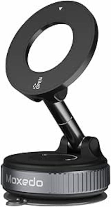 Moxedo Gravix Car Phone Holder Foldable Rounded Magnets for Dashboard with Vacuum Suction Cup 360&deg; Base Rotation with Metal Plate Compatible for All Smartphone