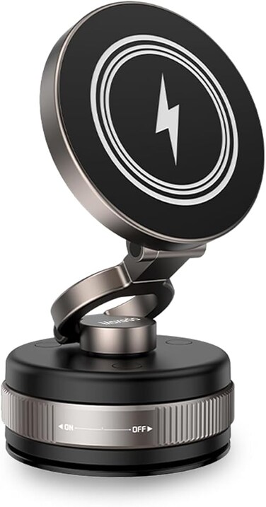 Moxedo 2 in 1 Car Phone Holder 15W Wireless Car Charger Vacuum Suction Cup Phone Holder for Dashboard/Windshield with Metal Plate Compatible for All Smartphones