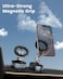 Moxedo Magnogrip Car Phone Holder Foldable Rounded Magnets for Dashboard with Vacuum Suction Cup 360&deg; Base Rotation with Metal Plate Compatible for All Smartphone