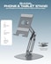 Moxedo Bi-Axial Mobile Phone and Tablet Stand 360&deg; Rotating Base Height Adjustable Foldable Design Aluminum Tablet and Phone Holder for Desk Compatible with 4 to 9.7&rdquo; Devices