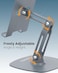 Moxedo Bi-Axial Mobile Phone and Tablet Stand 360&deg; Rotating Base Height Adjustable Foldable Design Aluminum Tablet and Phone Holder for Desk Compatible with 4 to 9.7&rdquo; Devices