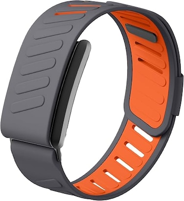 Moxedo Comfort Durable Whoop 5.0 Band Soft-Touch Silicone Replacement Wrist Strap–Flexible, Waterproof Watch Band for Men & Women, Lightweight, Skin-Friendly with U-Shaped Connector (Gray/Orange)