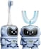 Moxedo Kids 2 in 1 U- Shaped Electric Toothbrush, 2 Brush Heads/ 2 U-Shape Brush Head, 360 Dental Oral Cleaning, 5 Ultrasonic Smart Modes, IP64 Waterproof Auto Toothbrush for Toddler- Blue