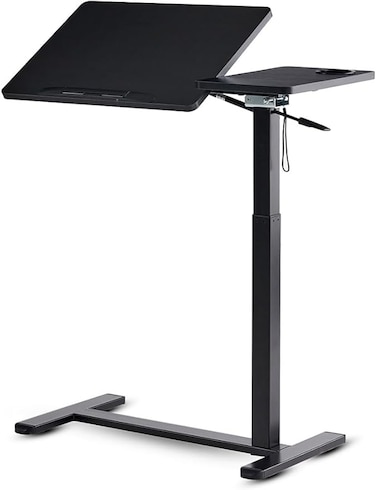 Moxedo Standix Adjustable Height Desk Ergonomic with Tilt Top Surface,Caster Wheels, Cup Holder, Device Holder, Modern Standing Desk (Black)