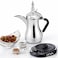 DENX DX2045 Electric Arabic Coffee Pot Set, 600ml Stainless Steel Coffee &amp; Tea Kettle with Heating Base, 800W Fast Boiling Electric Dallah for Arabic Coffee, Tea, Milk &amp; Hot Water, UK Plug