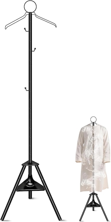 Clothes Stand Hanger for Coat, Metal Cloth Rack Holder with Incense Burner Rail, 185CM Bakhoor Burner Clothe Hanger with Hooks &amp; Holes for Steaming