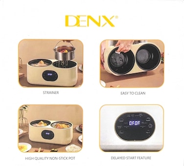 Denx Double Pot Rice Cooker &ndash; Dual 1l Bowls, Independent Control, Multifunction Dx3901
