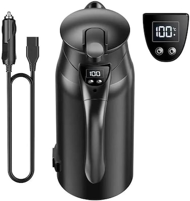 Car Kettle &ndash; 800ml Smart Travel Kettle with Dual Voltage 12V/24V, Digital Display &amp; Stainless Steel Build