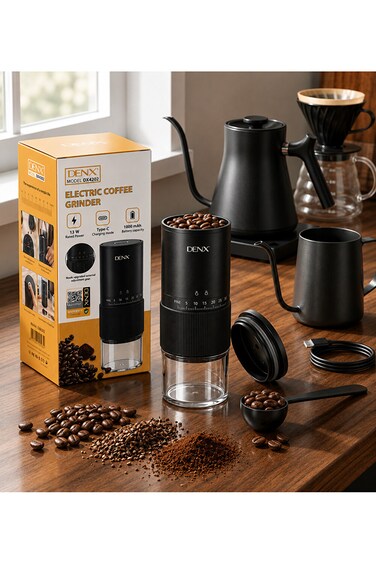 Rechargeable Electric Coffee Grinder 200ml   13W Portable Coffee Bean & Spice Grinder   Type-C Fast Charging   Compact Mini Grinder for Home, Office & Trave