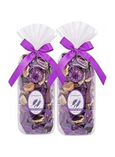 BoodLo 2 PCS Lavender Scented Dried Flowers, Natural Petal Fragrance, Home Fragrance Potpourris, Used for Home, Office, Wedding Party Decoration or Gifts, Cabinets, Toilet Freshness