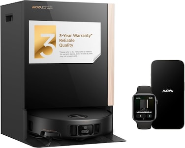 Mova Mobius 60 Robot Vacuum and Mop, 30000Pa* Suction, Auto-Interchangeable Mop Pads, Up to 8cm Tiered Obstacle Crossing, 100&deg;C* PTC System for Washboard, DuoSolution System Designed for Pets