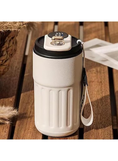 Tycom Travel Coffee Mug 450ml Stainless Steel Vacuum Ice and Hot Drinks Insulated Tumbler for Home Office Outdoor Works (LED Black)