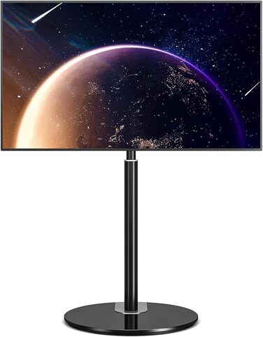 Swivel Floor TV Stand with 90 Degree Swivel for 32&amp;quot;-65&amp;quot; TV, TV Floor Stand with Round Glass Base, Load Capacity 68 kg, VESA 400x400 mm, Black