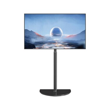 Corner TV Floor Stand for 32&amp;quot;-65&amp;quot; Flat Panel/Curved TVs up to 40 kg, Height Adjustable, Semi Circular Glass Base, VESA 400x400 mm, Black
