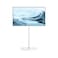 Corner TV Floor Stand for 32&amp;quot;-65&amp;quot; Flat Panel/Curved TVs up to 40 kg, Height Adjustable, Semi Circular Glass Base, VESA 400x400 mm, White