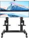 Mobile TV Cart with Wheels for 65-120 Inch TVs up to 310 lbs, Heavy Duty Rolling TV Stand, Extra Large Shelf, 3 Height Levels, Max VESA 1000x600, Black