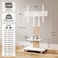 Heavy Duty Mobile TV Stand for 50&ndash;86 Inch TVs, Height Adjustable, VESA 800x600 mm, 68 kg Capacity, AV Shelf, Lockable Wheels, White &amp; Oak